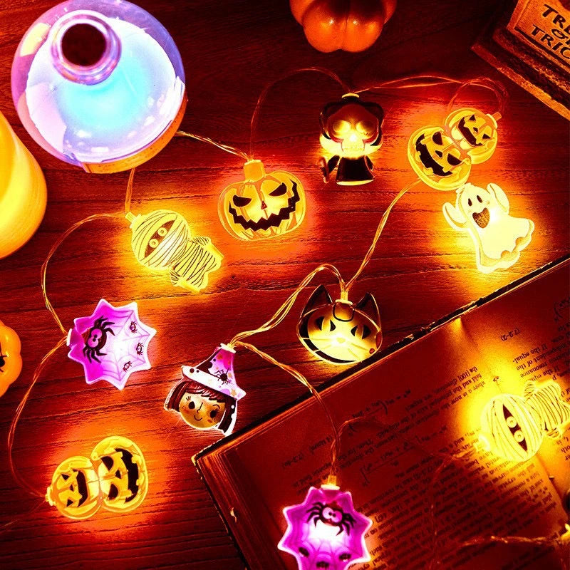 Halloween Party LED String Lights Pumpkin Ghost Spider Web Hanging Lamp For Halloween Home Indoor Outdoor Decoration Props 2024 - Charlie Dolly