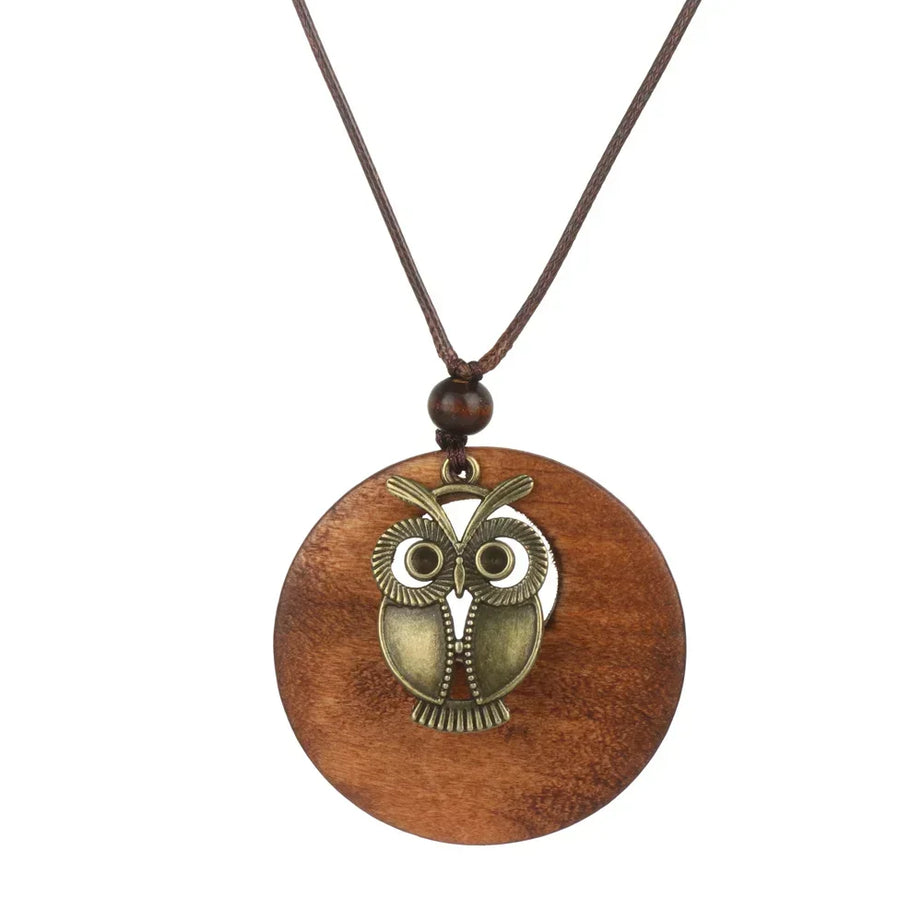 Nepal Wood Bead Mala Pendant Necklace Jewelry