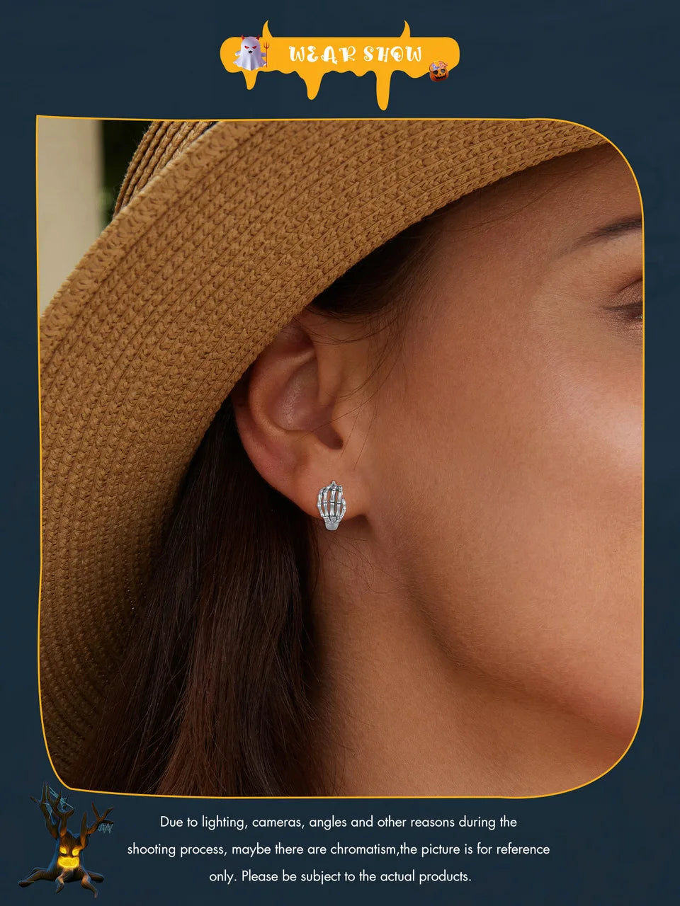 BISAER 925 Sterling Silver Mini Pumpkin Luminous Stud Earrings Enamel Ear Clip For Girl Halloween Party Original Fine Jewelry - Charlie Dolly