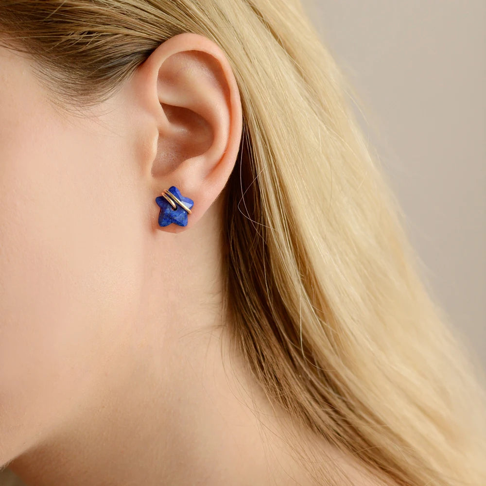 12mm Lapis Lazuli Star Earrings Natural Stone Amethysts Opal Tiger Eye Stone Blue Sodalite Ear Studs For Women Party Jewelry