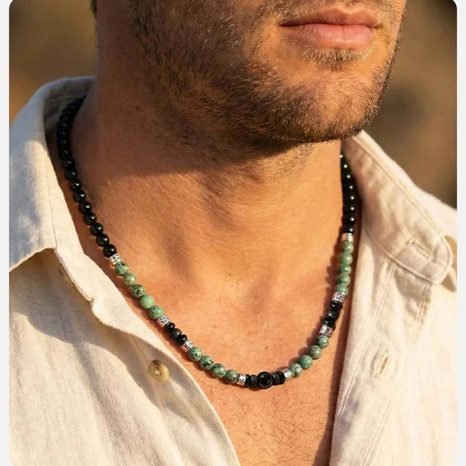 Natural Stone Beaded Choker Necklace