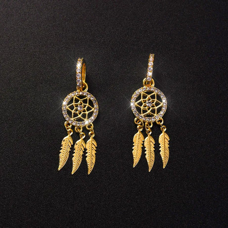 Dream Catcher Feather Tassel Drop Earrings Jewelry
