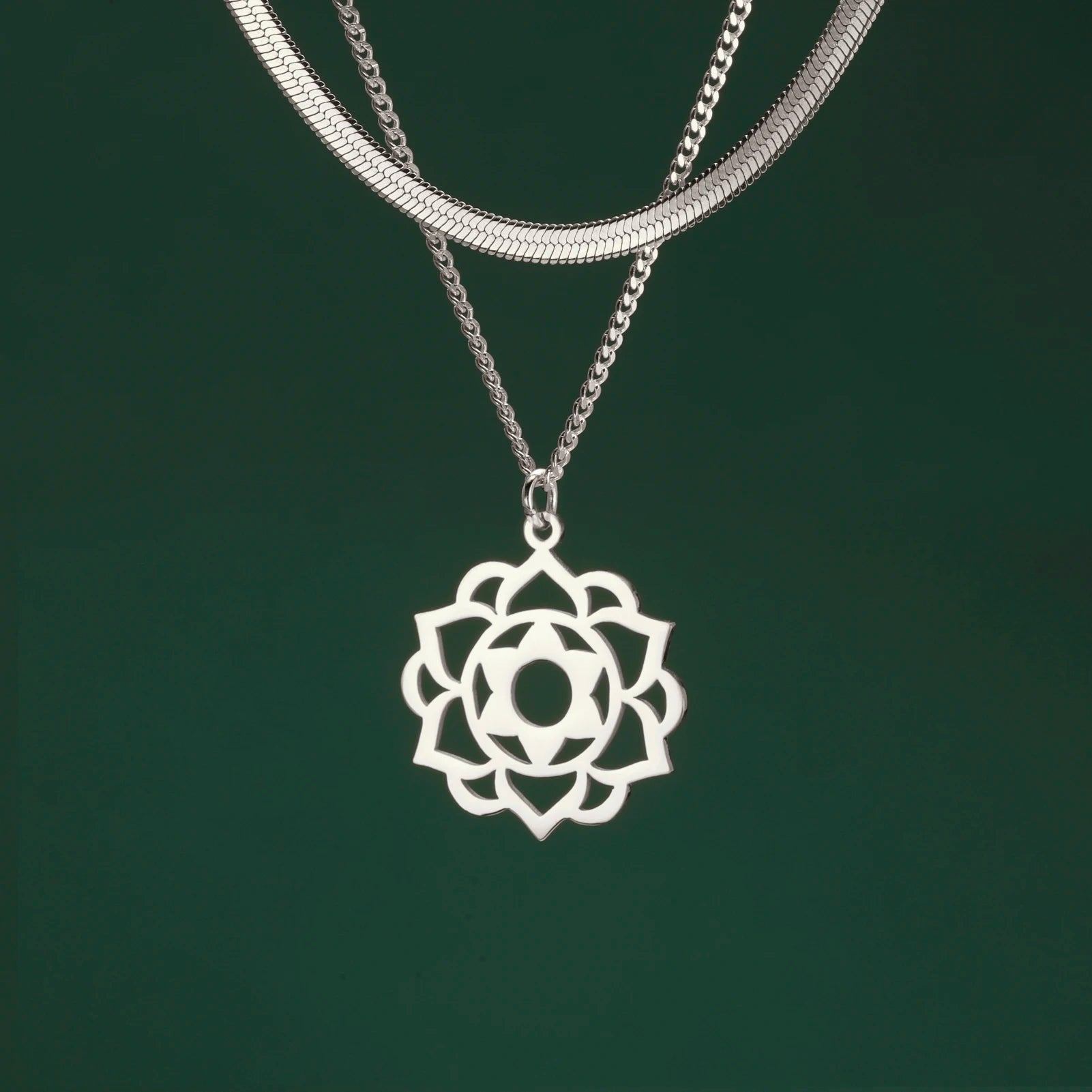 LIKGREAT Yoga Lotus Necklaces Stainless Steel Flower of Life Pendant Women Mandala Healing Buddha Spiritual Chakra Jewelry