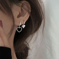 2023 Silver Color Geometric Heart-shaped Earrings for Women Girls Fashion Hollow Heart Hoop Earrings INS Jewelry Accessories - Charlie Dolly