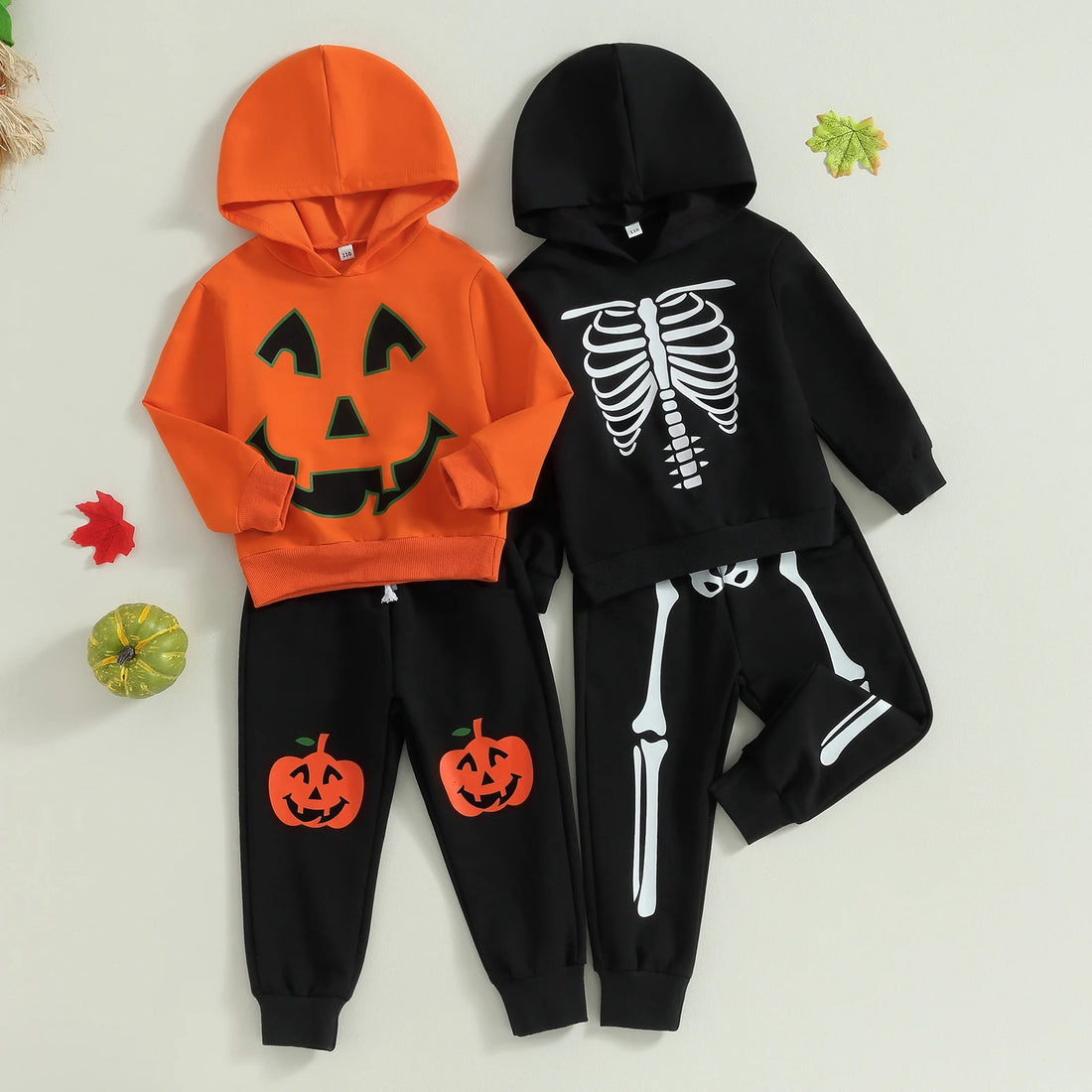 Citgeett Autumn Halloween Kids Boys Girls Outfit Pumpkin Print Long Sleeve Hooded Sweatshirt Pants Fall Clothes Set - Charlie Dolly