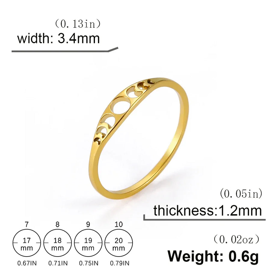 Crescent Moon Phase Ring, Stainless Steel Witch Amulet Skyrim-Inspired