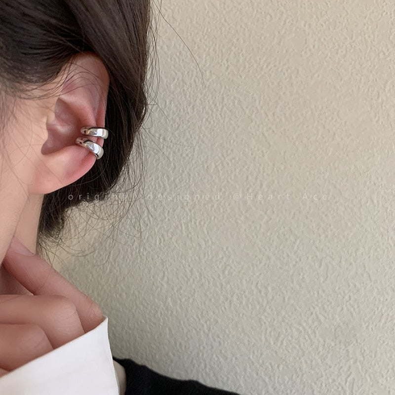 Korean Zircon Small Ear Cuff Set Ear Clips Vintage Gold Color Earcuff Cute Cartilage No Pierced Clip Earrings Women's Jewelry - Charlie Dolly