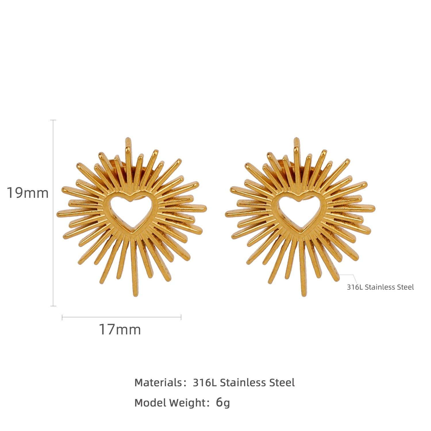 HONGTONG Earrings Irregular Love Shape Stainless Steel Earrings Women's Fashion Cute Metal Texture 18k Earrings Gold Plated - Charlie Dolly