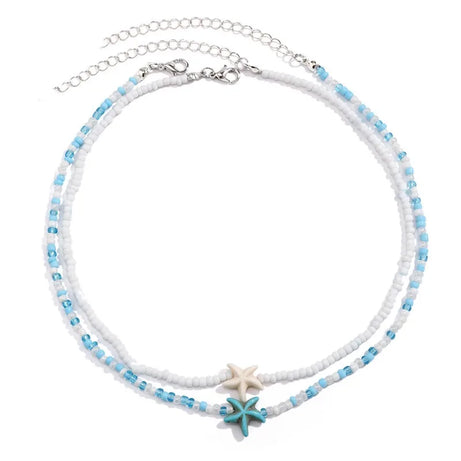 Tidepool Starfish and Turtle Beaded Boho Choker