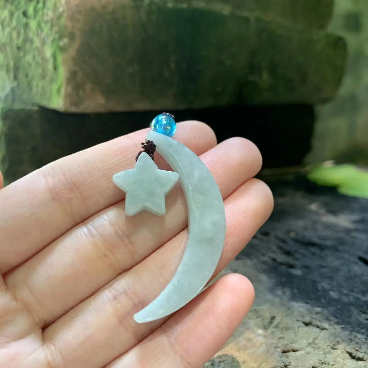 Natural Myanmar Jade Pendant Necklace Star Moon Lucky Men's and Women's  Grade A Jade Pendant Jewelry