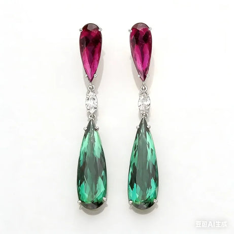 Green Purple Zircon Drop Statement Earrings Jewelry