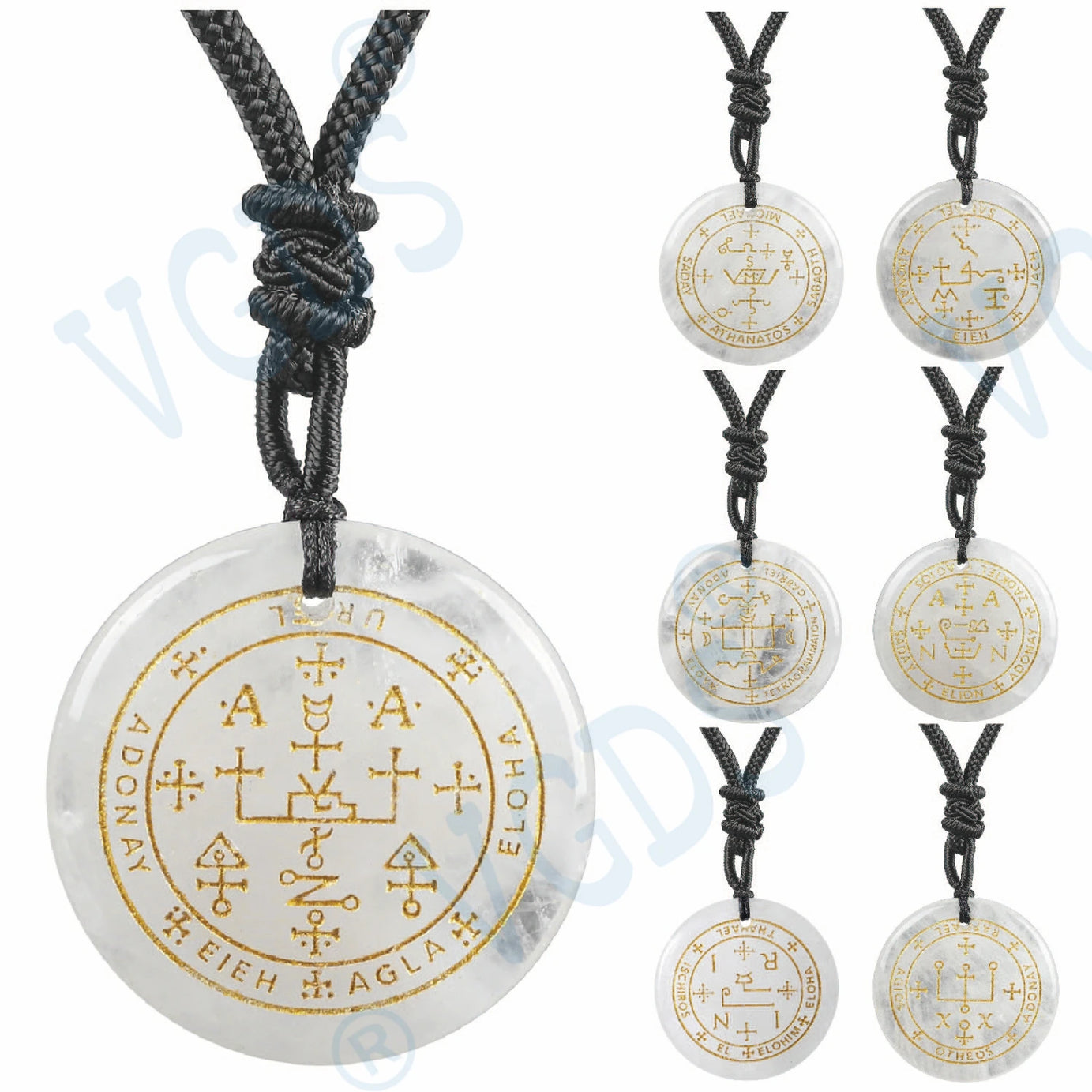 Seven Archangel Natural Crystal Pendant Necklace, Angel Protection Amulet Talisman