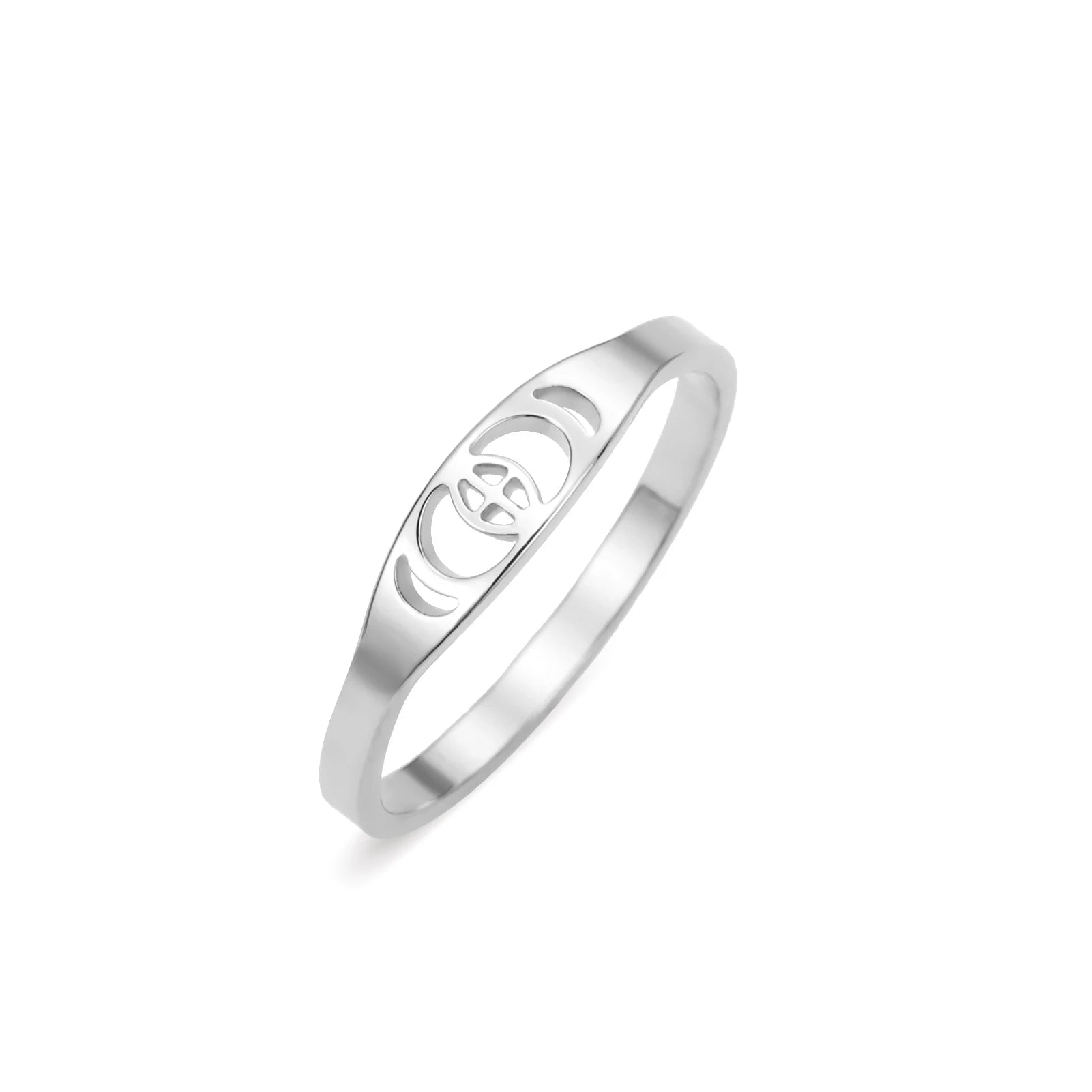 LIKGREAT Trendy Moon Phase Ring Crescent Moon Finger Rings for Women Men Stainless Steel Romantic Lucky Jewelry Boho Gift Amulet