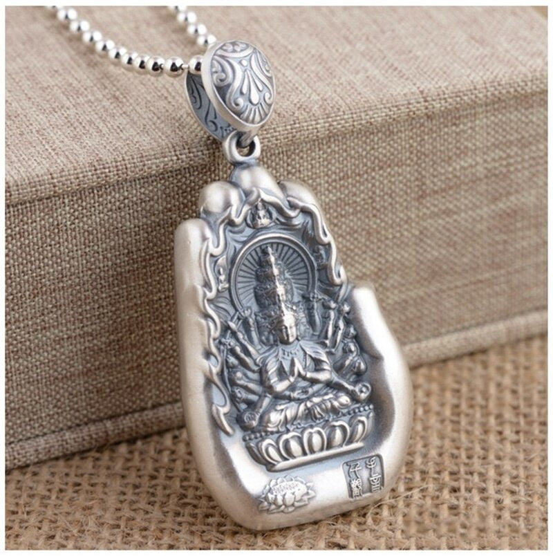 Retro Eight Patronus Buddha Pendant Necklace For Men Jewelry Ethnic Trendy Silver 925 Chain Necklace Male Party Accessories Gift - Charlie Dolly