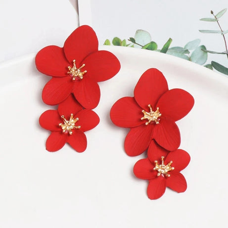Metal Flower Stud Earrings Jewelry