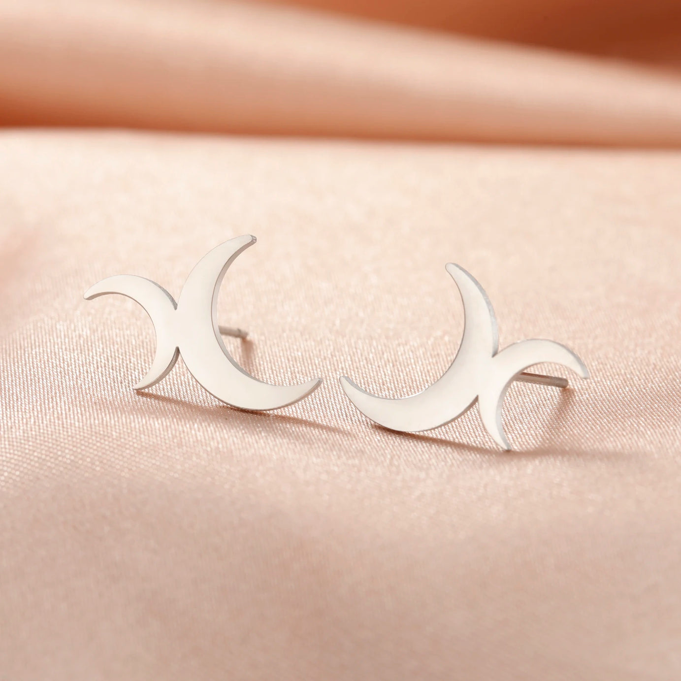 Crescent Moon Dangle Stud Earrings, Vintage Lunar Phase Celestial Talisman