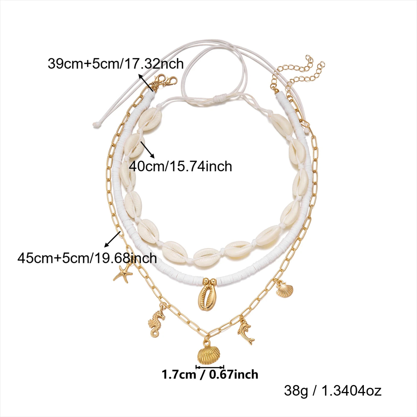 Shell, Starfish and Seahorse Polymer Clay Choker Set (3 Pieces)