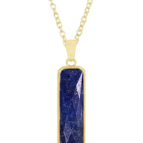 Lapis Lazuli Rectangle Earrings Pendant Necklace Jewelry - Charlie Dolly