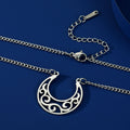 Hollow Flower Filigree Crescent Pendant Necklaces Personality Moon Women Necklace Cut Out Golden Stainless Steel Jewelry - Charlie Dolly