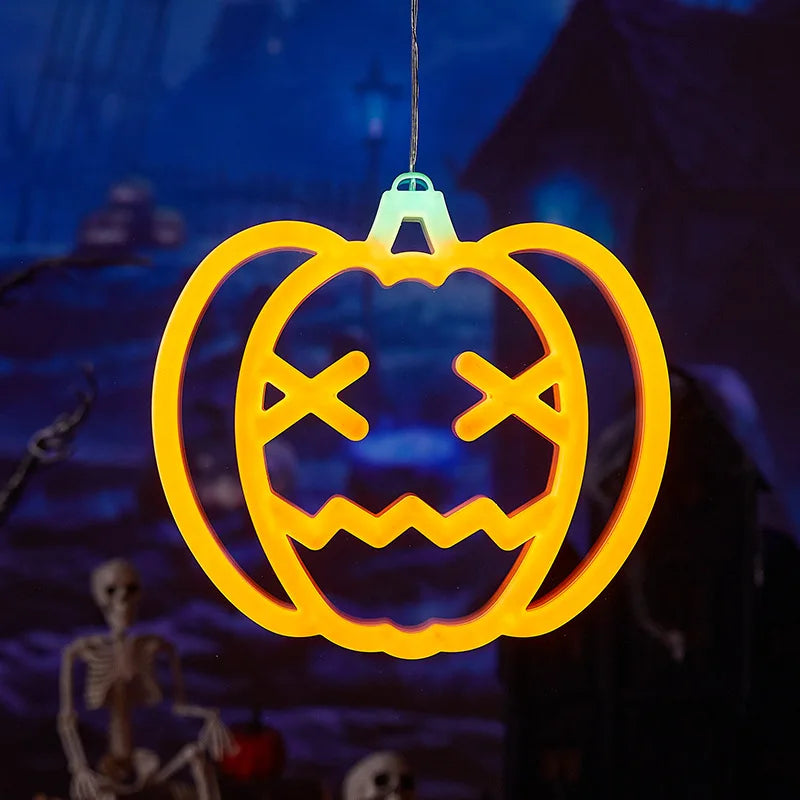 Halloween Window Lights Home Indoor LED Pumpkin Spider Ghost LED Decor Lamp 2024 Halloween Party Hanging Decoration Kids Favors - Charlie Dolly