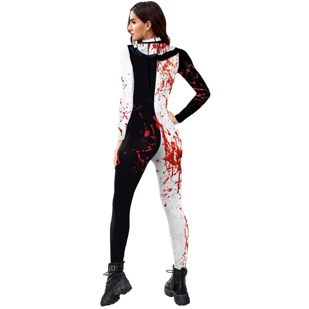 VIP FASHION Blood Clown Costume Adult Kid Halloween Suit Fancy Family Matching Suit Zentai Bodysuit Movie Scary Cosplay Jumpsuit - Charlie Dolly