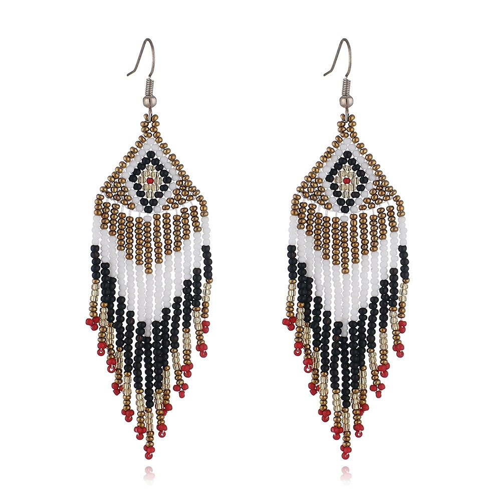 LIMAX New Arrival Colored Beads Earrings Niche Ethnic Style Handmade Jewelry Personality Bohemian Tassel Earrings - Charlie Dolly