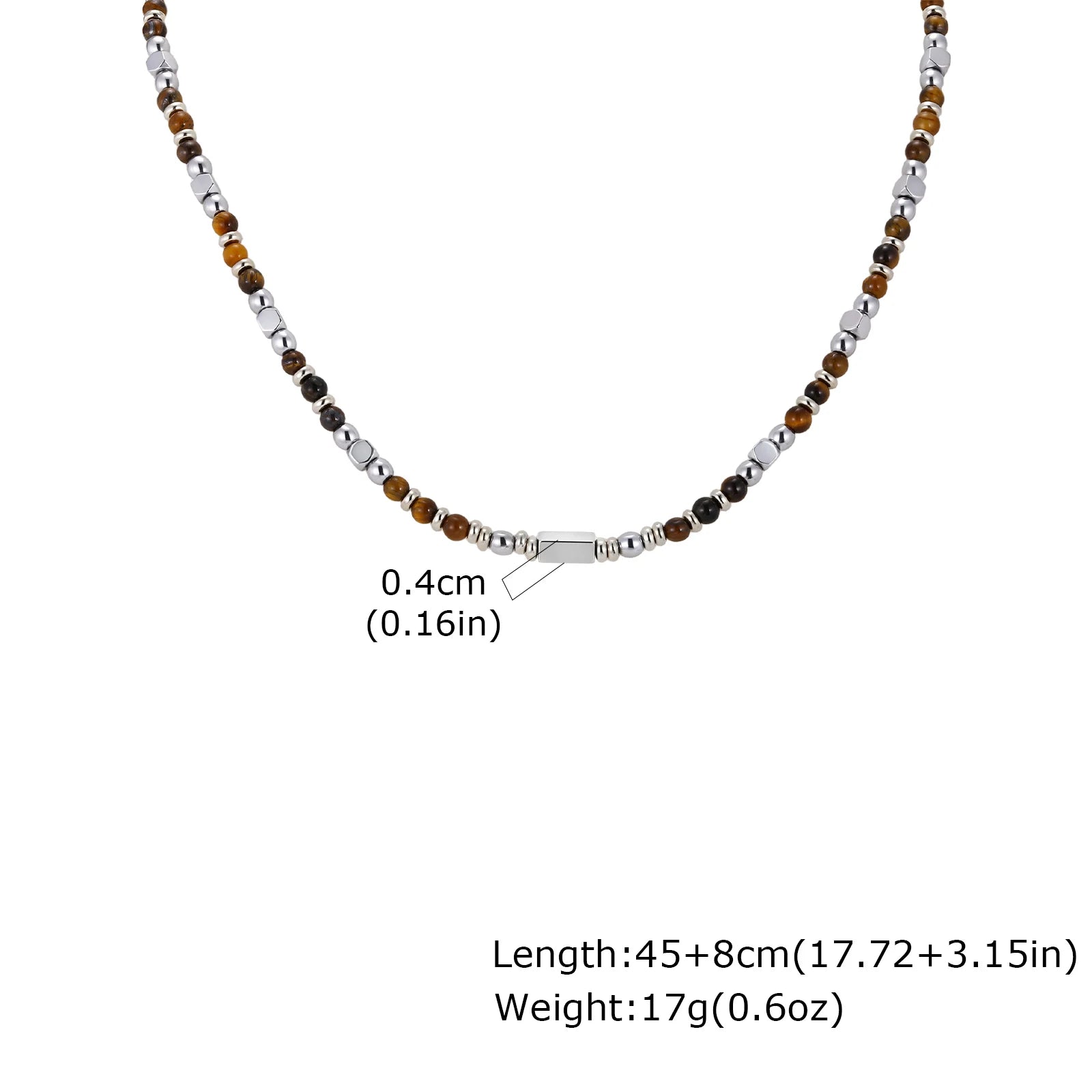 Vnox Natural Stone Beaded Necklace for Men Women, Black Onyx Turquoise 45-50cm Adjustable Chain Boho Trendy Jewelry Gifts Unisex