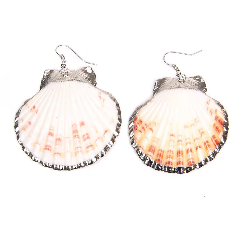 New In Natural Shell Sea Scallop Drop Earrings Boho Shell Drop Earrings for Women Femal Sea Beach Earrings Summer Jewelry Gifts