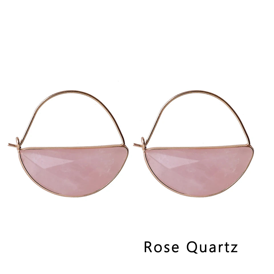 Moon Shape Natural Gemstone Earrings for Women Amethyst Earrings Wedding Festival Jewelry Gifts for Women