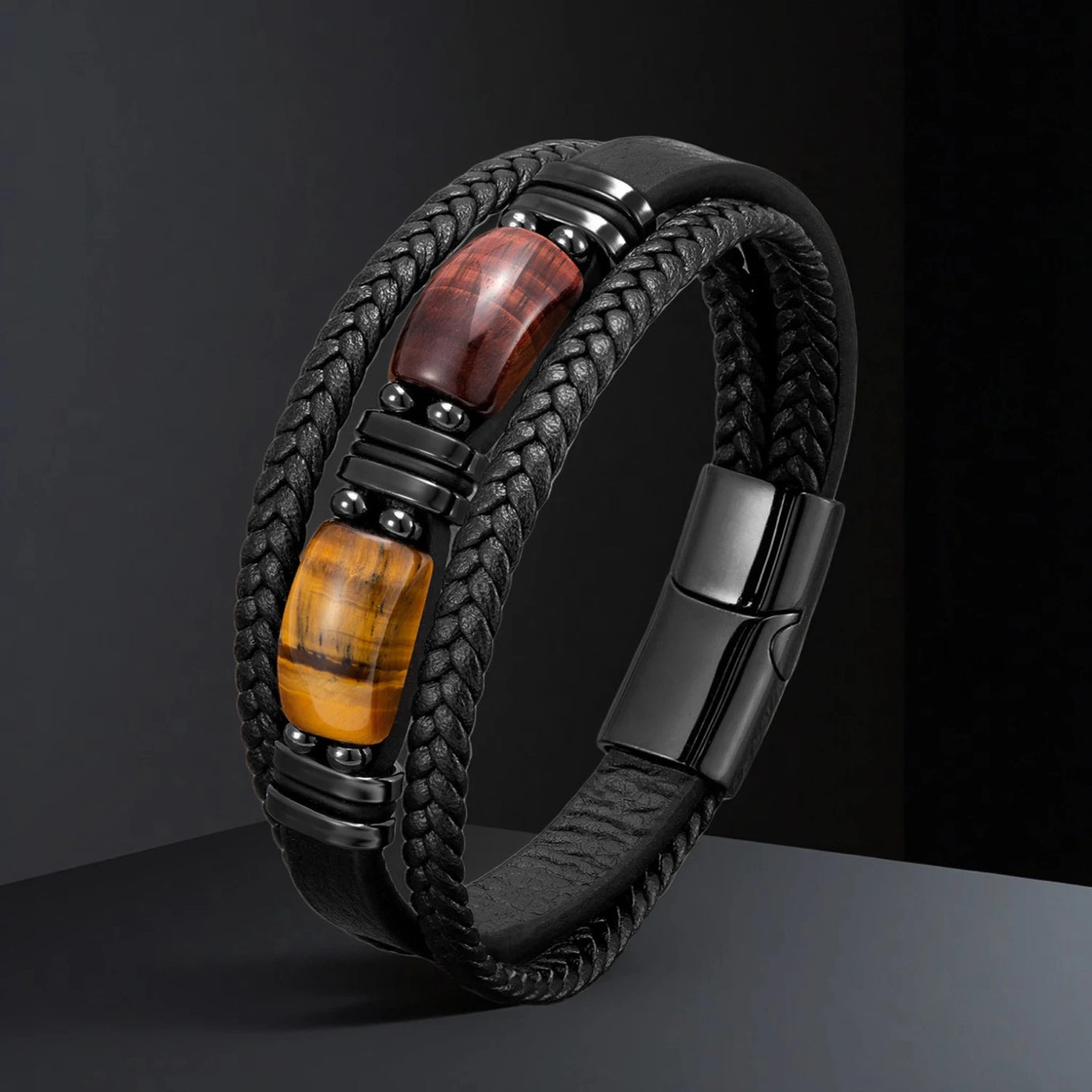 Natural Stone Leather Wrap Bracelet