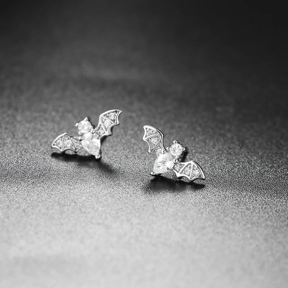 Small Halloween Goth Bat Stud Earrings for Women Trend Gothic Cartilage Ear Accessories Gold Color Zirconia Fashion Jewelry E489 - Charlie Dolly