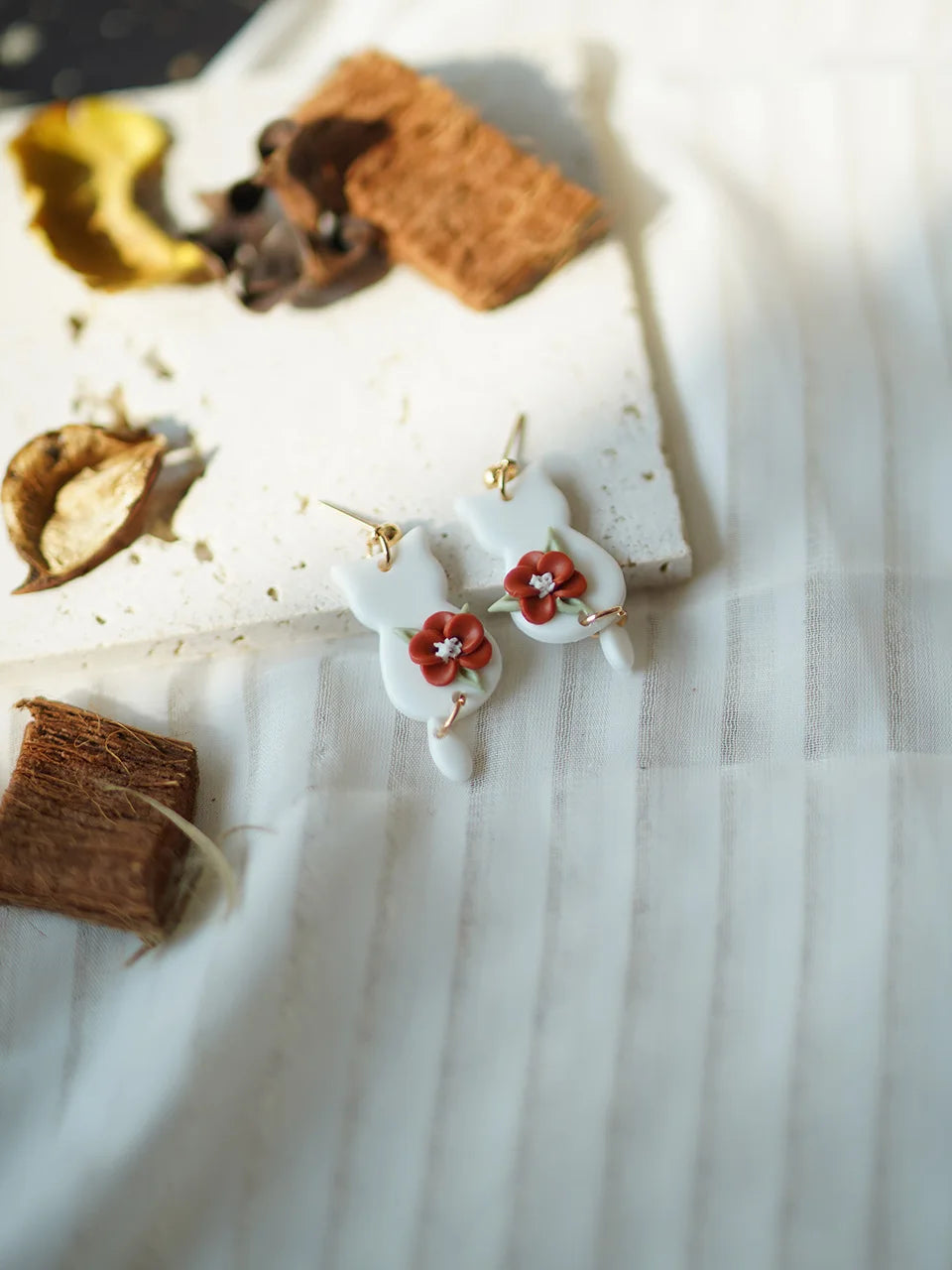 Halloween Cat Ghost  Shape Handmade Polymer Clay Earrings Halloween Themed Decoration For Women's Accessories Party Daily Ware - Charlie Dolly