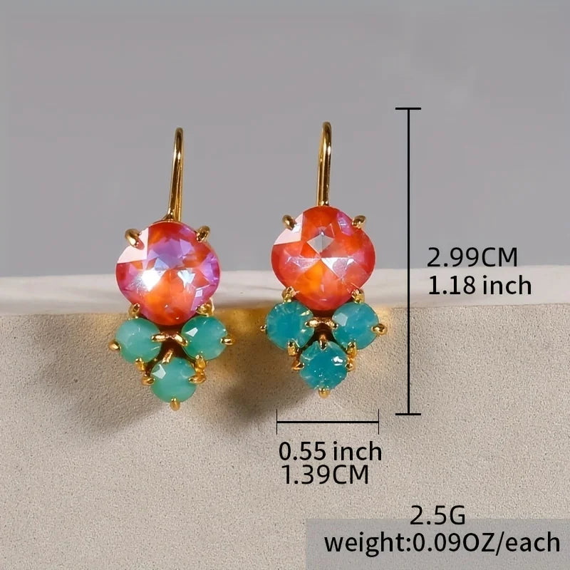 Elegant Boho Chic Gemstone Earrings, 925 Silver Plated Drop Design, Stylish Gift for Women