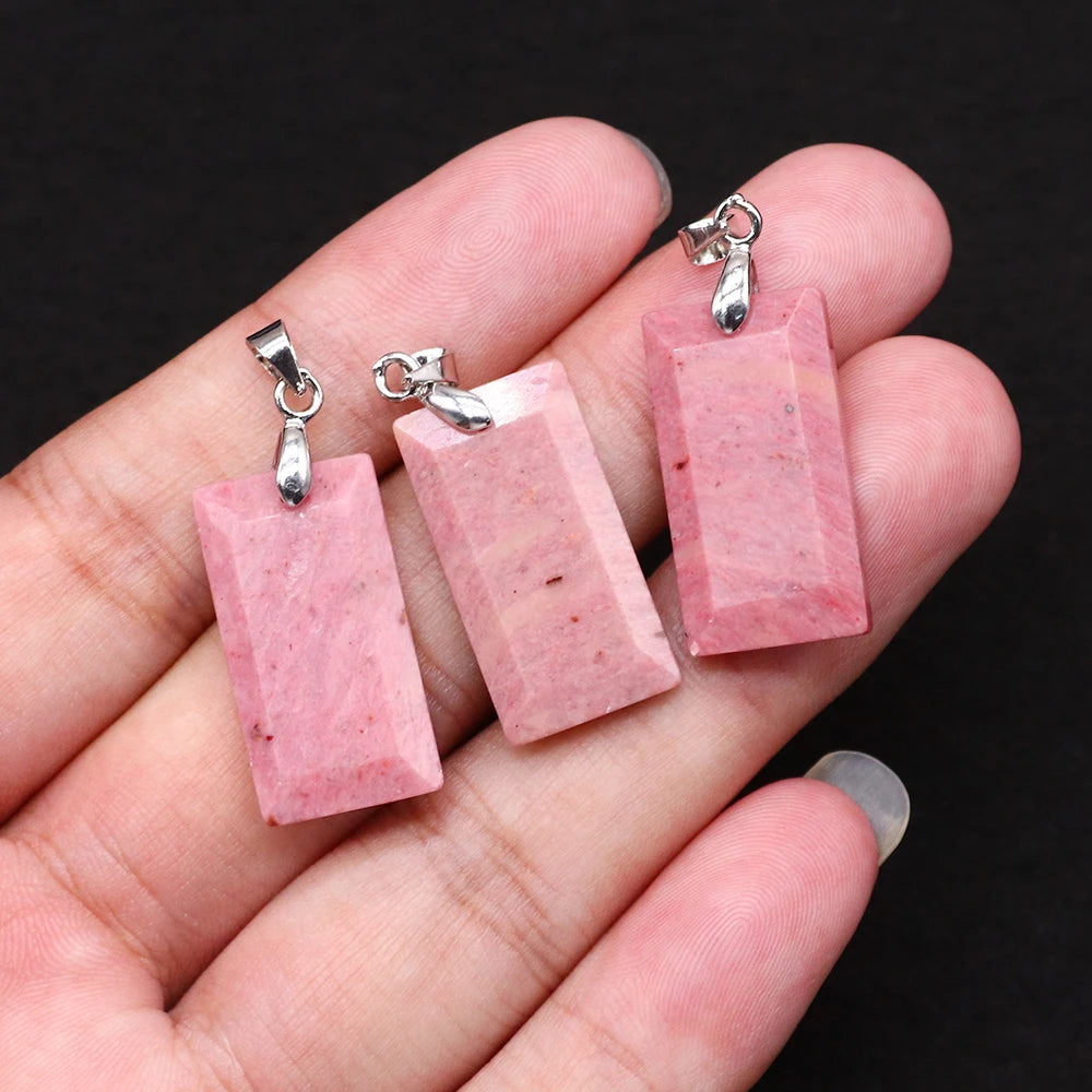 2pcs Quartz Crystal Rectangle Stone Pendants for Women DIY Necklace Natural Amethyst Lapis Lazuli Slice Pendant Earrings Jewelry
