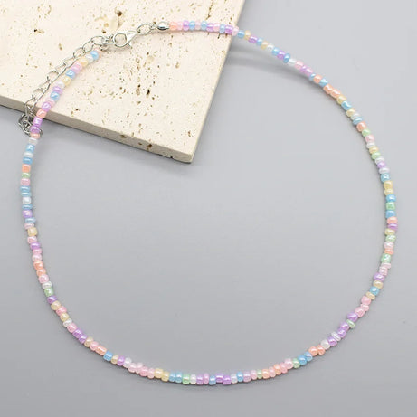 Handmade Seed Bead Colorful Boho Choker Necklace