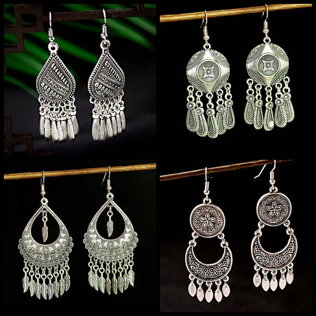 Afghan Silver Plated Ethnic Earrings Jewelry