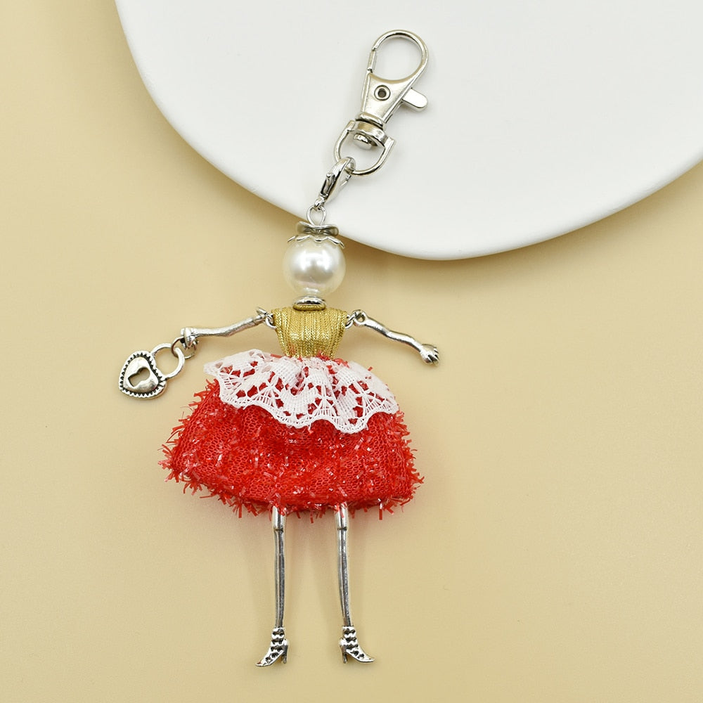 YLWHJJ brand Doll Handmade Cute charm keychain for Women Car Pendant Girls fashion Jewelry Bag key chains Accessories key ring - Charlie Dolly