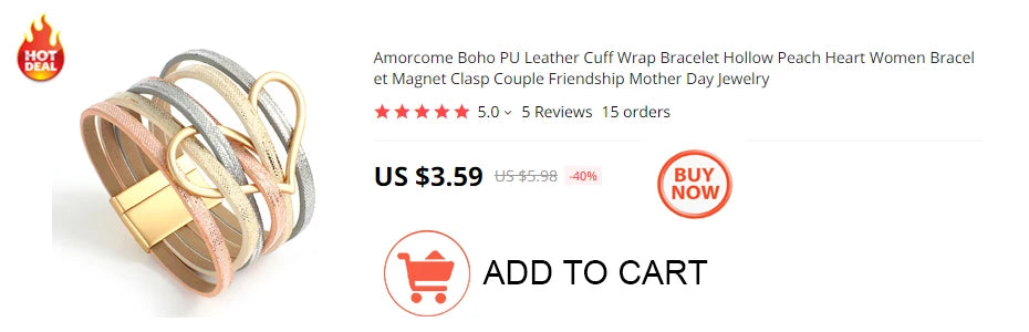 Amorcome Boho Natural Stone Leather Bracelets for Women Female Vintage Braided Rope Wide Multilayer Wrap Bracelet Men Jewelry
