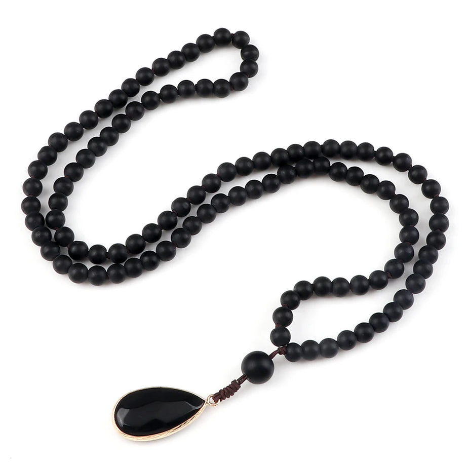 Tiger Eye Onyx Prayer Mala Necklace Jewelry