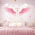 Creative Pink Feathers Wings Wall Stickers DIY Cartoon Girl Wall Decals for Kids Rooms Kindergarten Nursery Home Decoration - Charlie Dolly