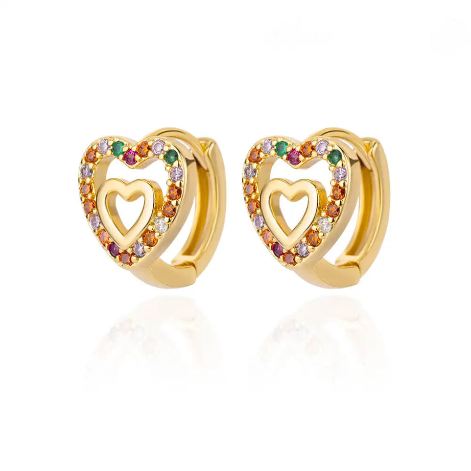 Colorful Enamel Heart Stud Earrings Jewelry