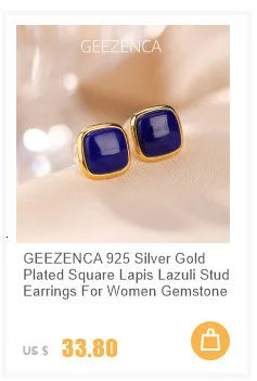 GEEZENCA 925 Silver Lapis Lazuli White Crystal Women's Drop Earrings 18K Gold Heart Waterdrop Dangle Earring Love Gift For Her