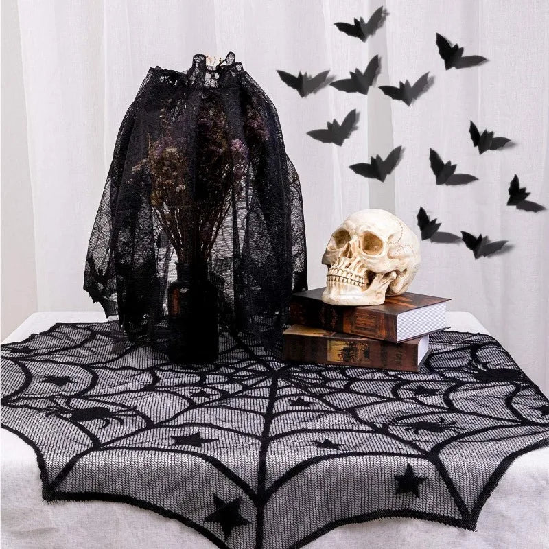 Halloween Tablecloths Spider Web Mantel Towel Bat Spider Table Flag Lampshade Table Decoration Halloween Home Decor Sets - Charlie Dolly