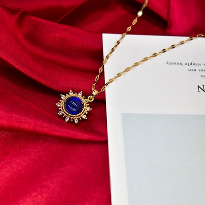 G&amp;D Feeling Mood Sensitive Color Changing Sun Flower Pendant Necklace Gold Color Stainless Steel Necklaces Gift Jewelry