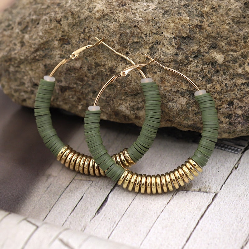 Jewelry Hoop Earrings for Woman Multicolor Polymer Clay Korean Fashion Earrings Wholesale Gift Female Girls - Charlie Dolly