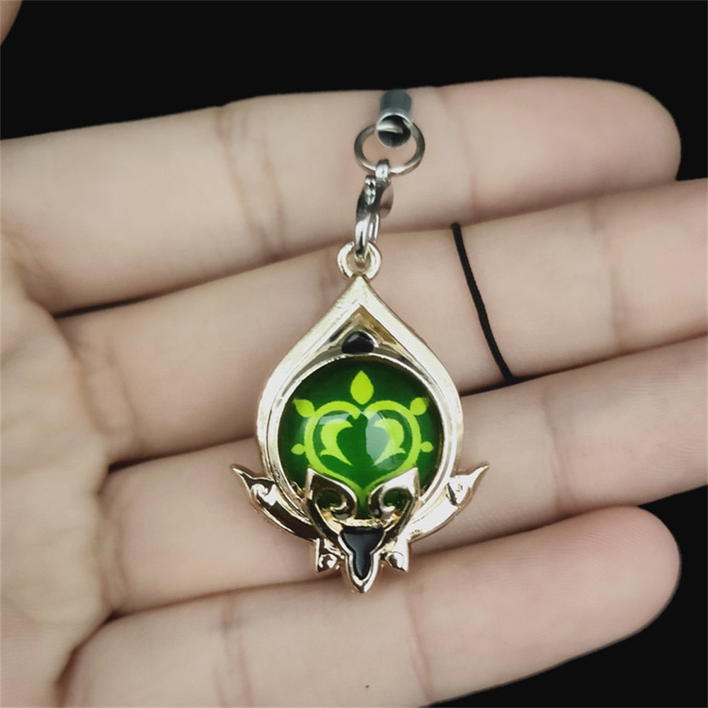 Game Genshin Impact Keychain Luminous 7 Element Double-Side Glass Pendant Weapons Eye Of Original Keyring Phone Charms Souvenir - Charlie Dolly