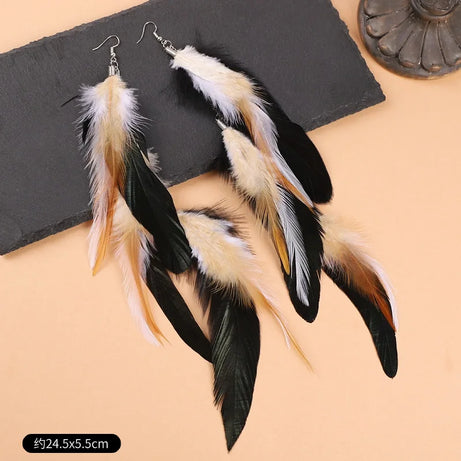Peacock Feather Statement Drop Earrings Jewelry