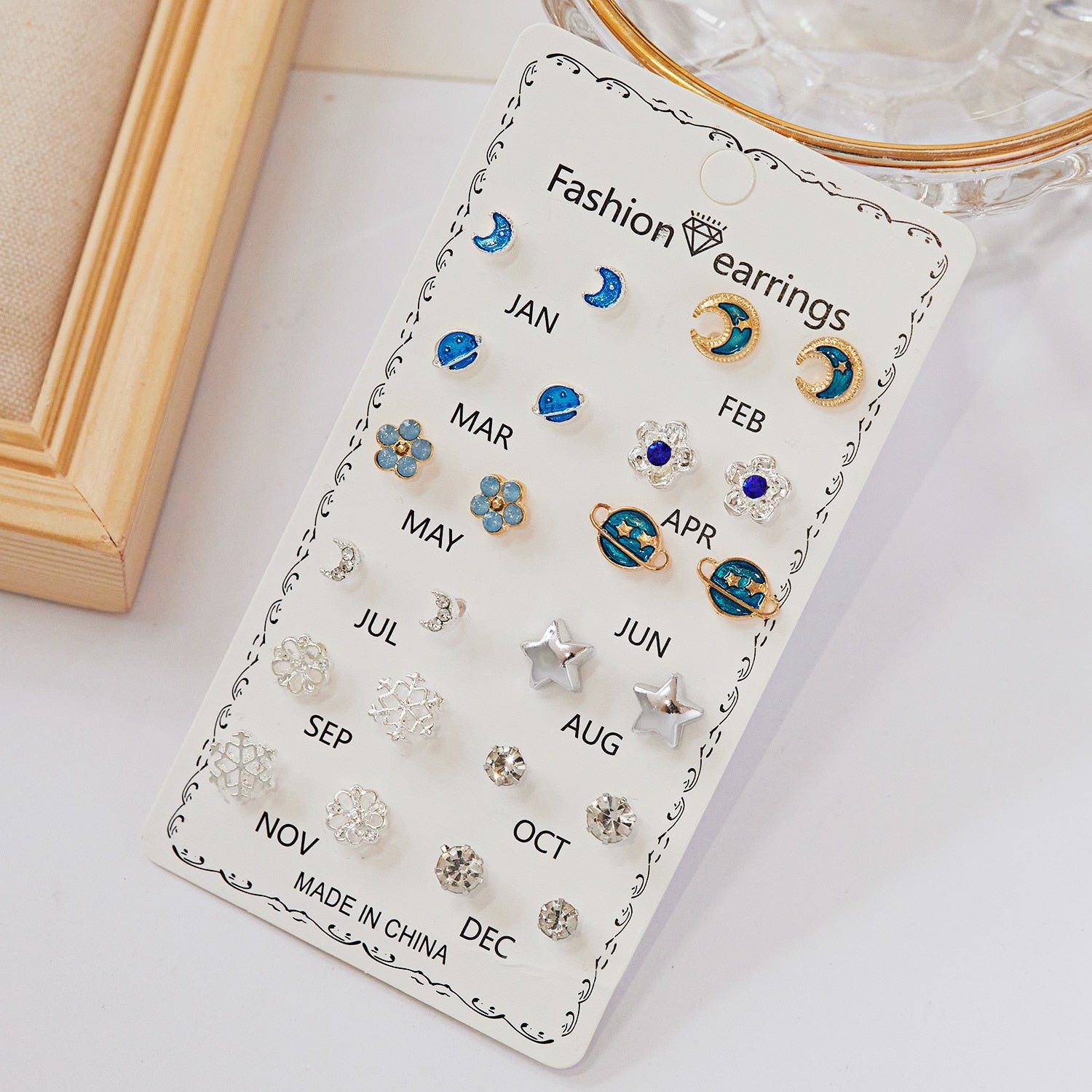 12 pairs/set Crystal Simulated Pearl Earrings Set Women Jewelry Accessories Piercing Ball Stud Earring kit Bijouteria brincos - Charlie Dolly