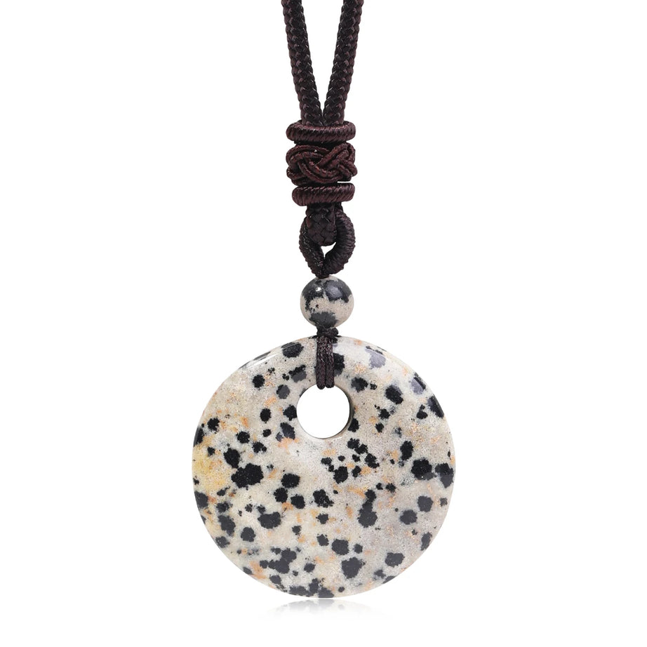 Natural Gemstone Chinese Peace Knot Pendant Necklace, Sacred Blessing Amulet