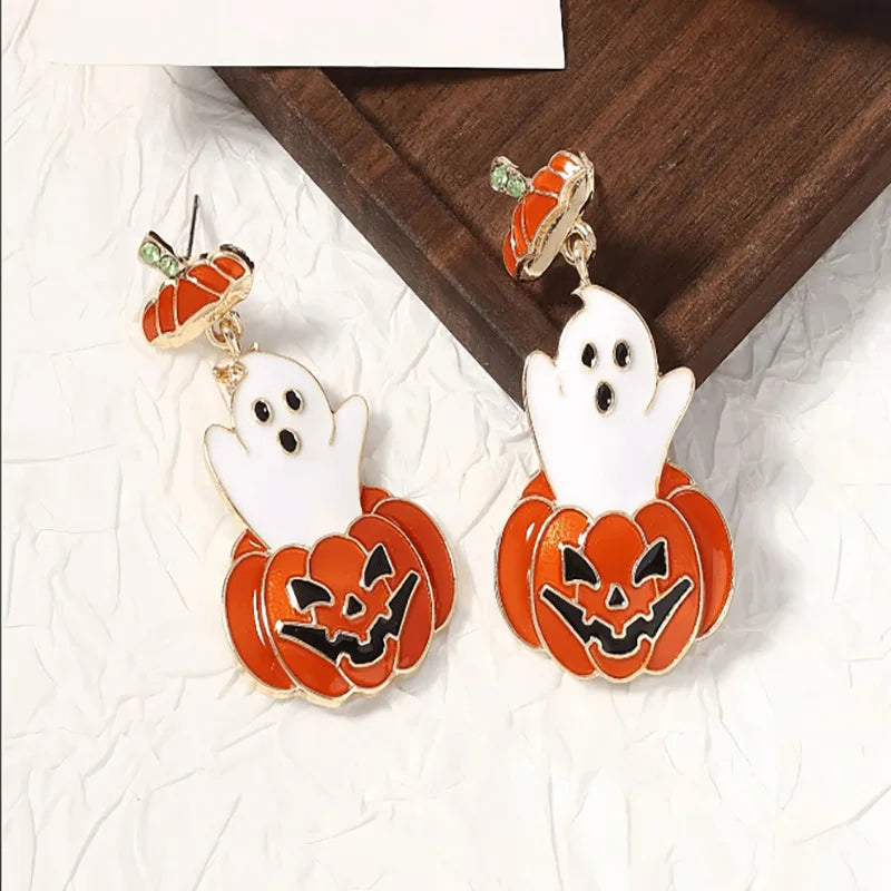 Halloween Glow Ghost Dangle Earring for Women Girls Pumpkin Stud Earring Boo Jewelry Accessory Gifts Wholesale - Charlie Dolly